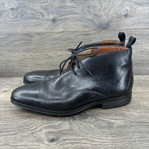Clarks‎ Mens Leather Chukka Boots Ankle Lace Up Dress Shoes Black Size US 7 UK 6